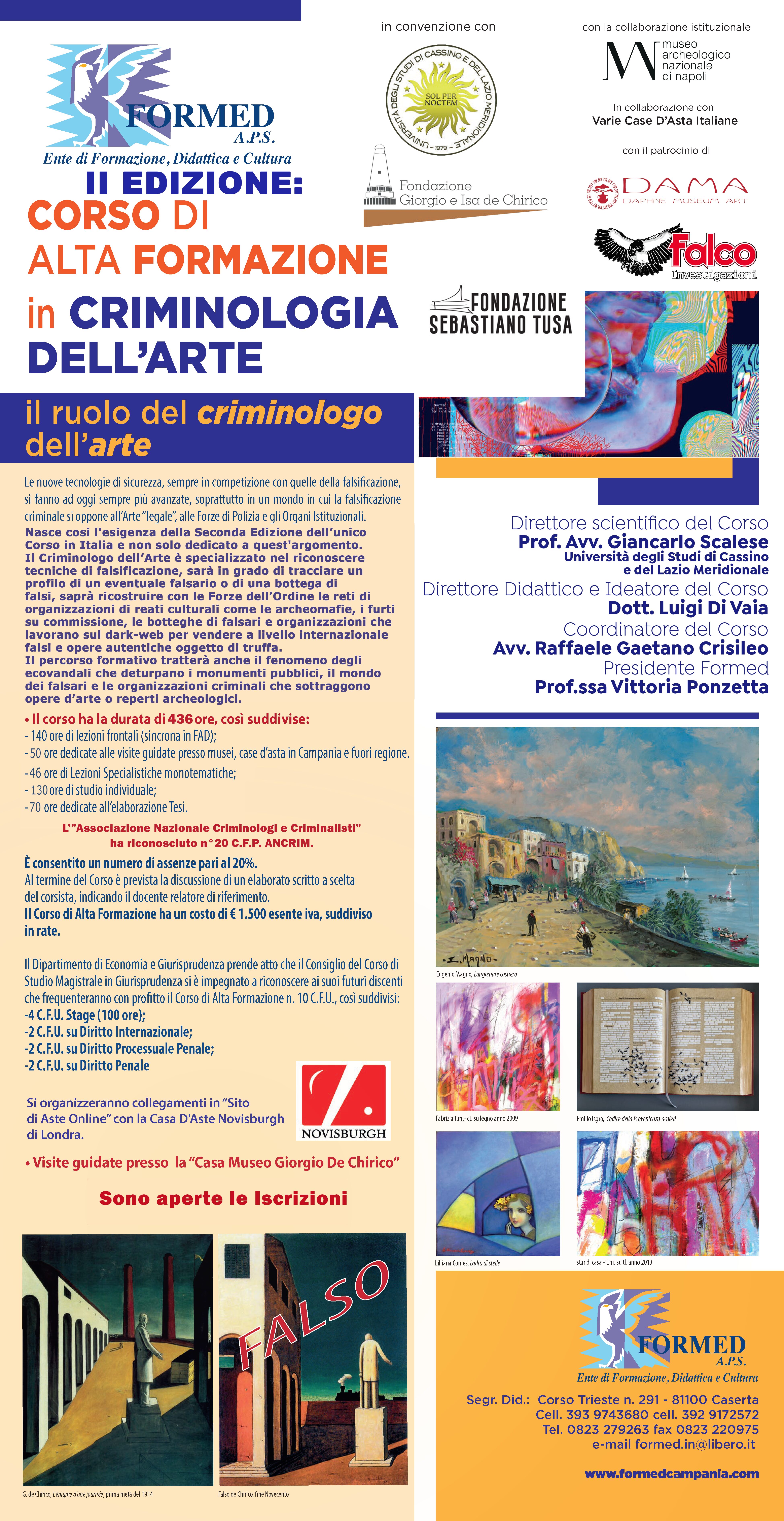 locandina II Edizione Corso di Alta Formazione in "Criminologia dell'Arte" locandina II Edizione Corso di Alta Formazione in "Criminologia dell'Arte"